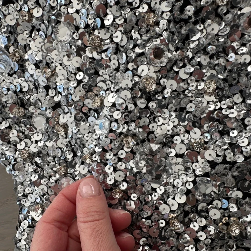 Alice + Olivia Silver Sequin Maxi Dress - Picture 7 of 12